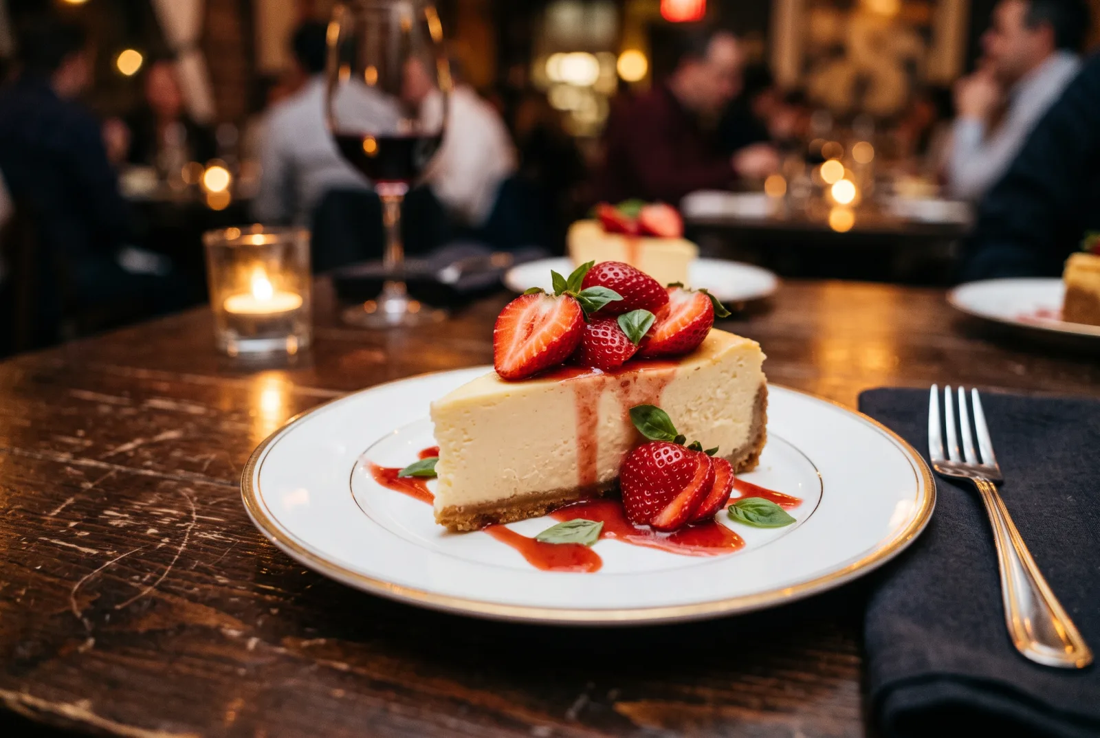 Cheesecake con fragole e basilico