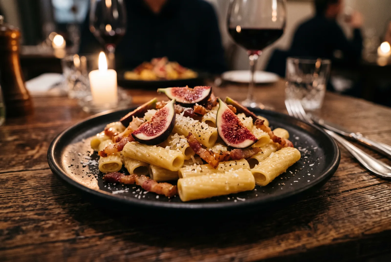 Gricia coi fichi: pasta con guanciale, pecorino e fichi freschi