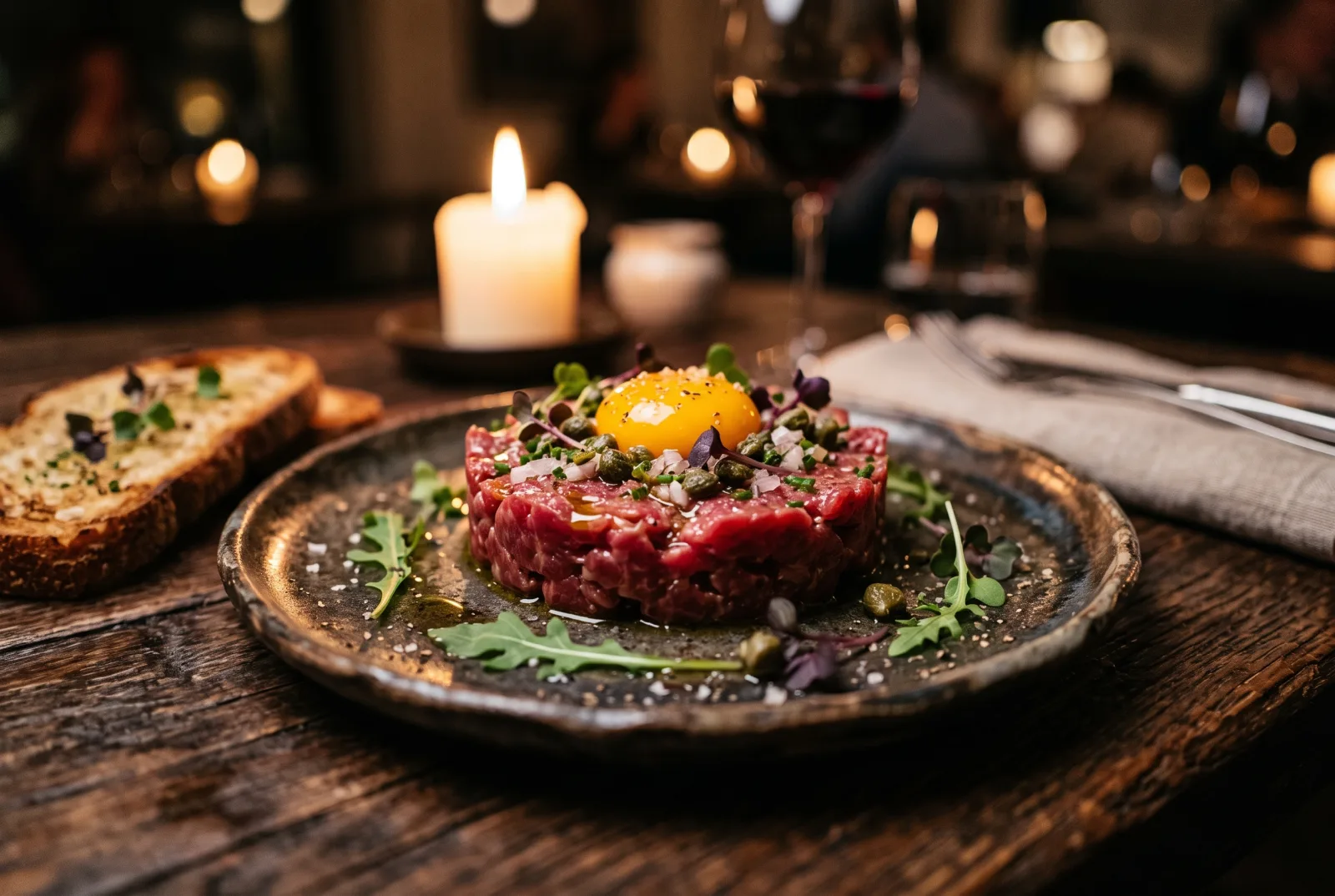 Tartare di maremmana: carne cruda battuta a coltello con tuorlo