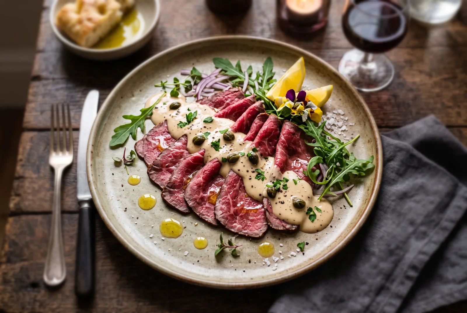 Tonno di manzo: fettine di manzo con salsa tonnata e capperi